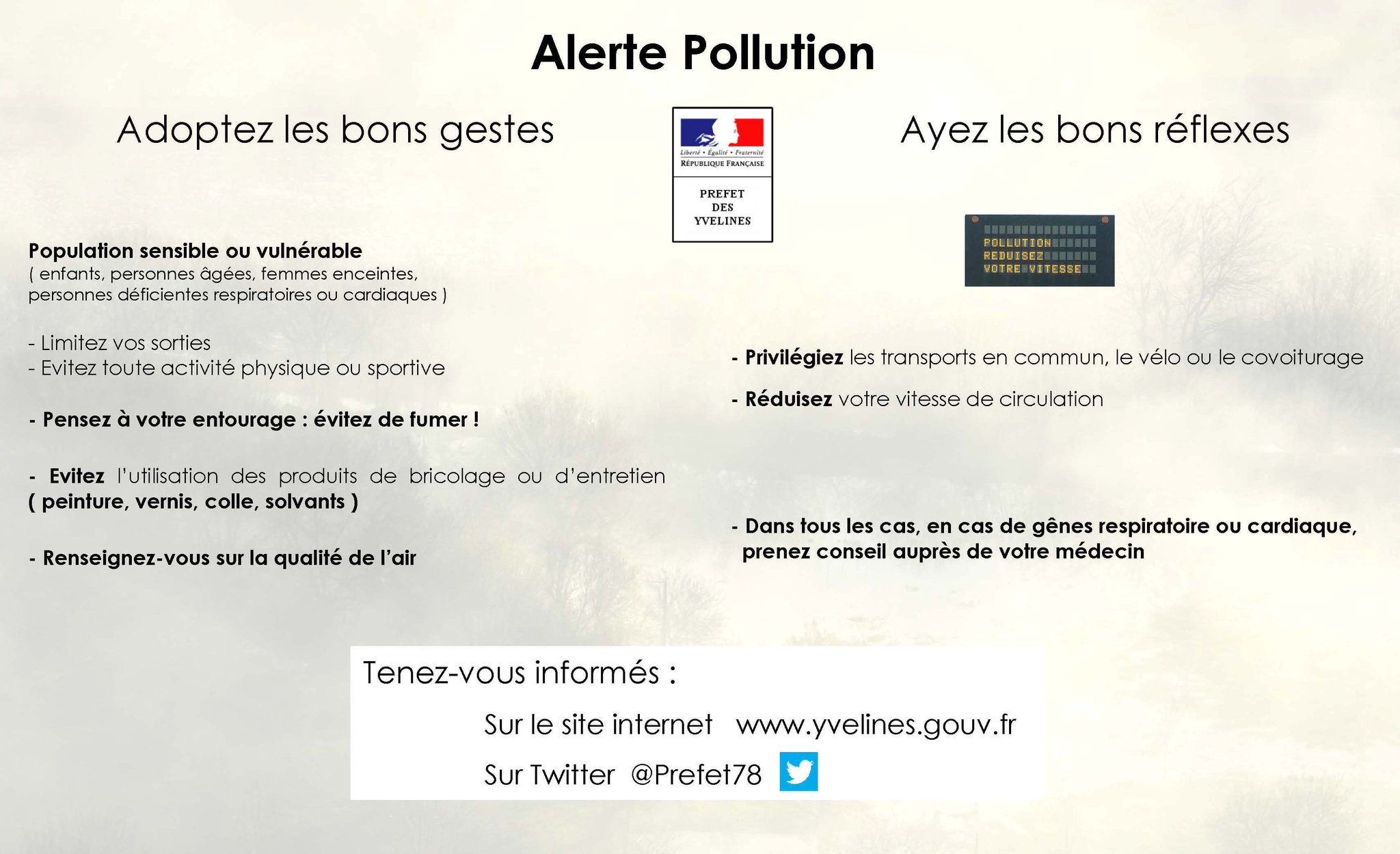 Alerte pollution à l'ozone © Préfecture des Yvelines