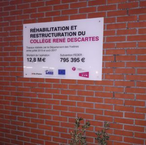 A Fontenay-le-Fleury, le collège René Descartes construit en 1969 a été rénové entre 2015 et 2017 pour un montant de 13 M€. L’inauguration s’est déroulée mardi 23 janvier 2018. 