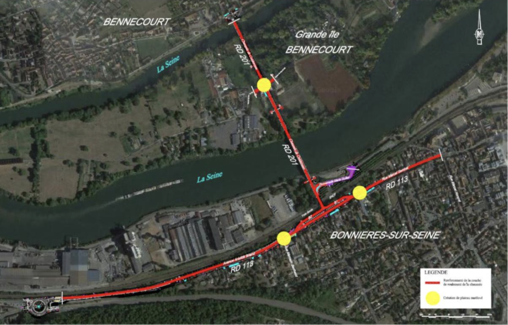 Fermeture des ponts de Bonnières-sur-Seine et Bennecourt (RD 113 et 201) © CD78