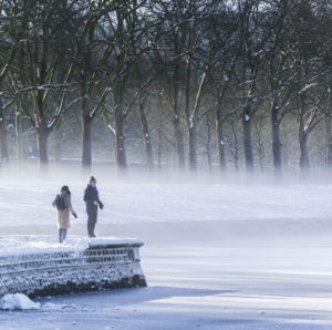 Couple à la pièce d'eau des suisses