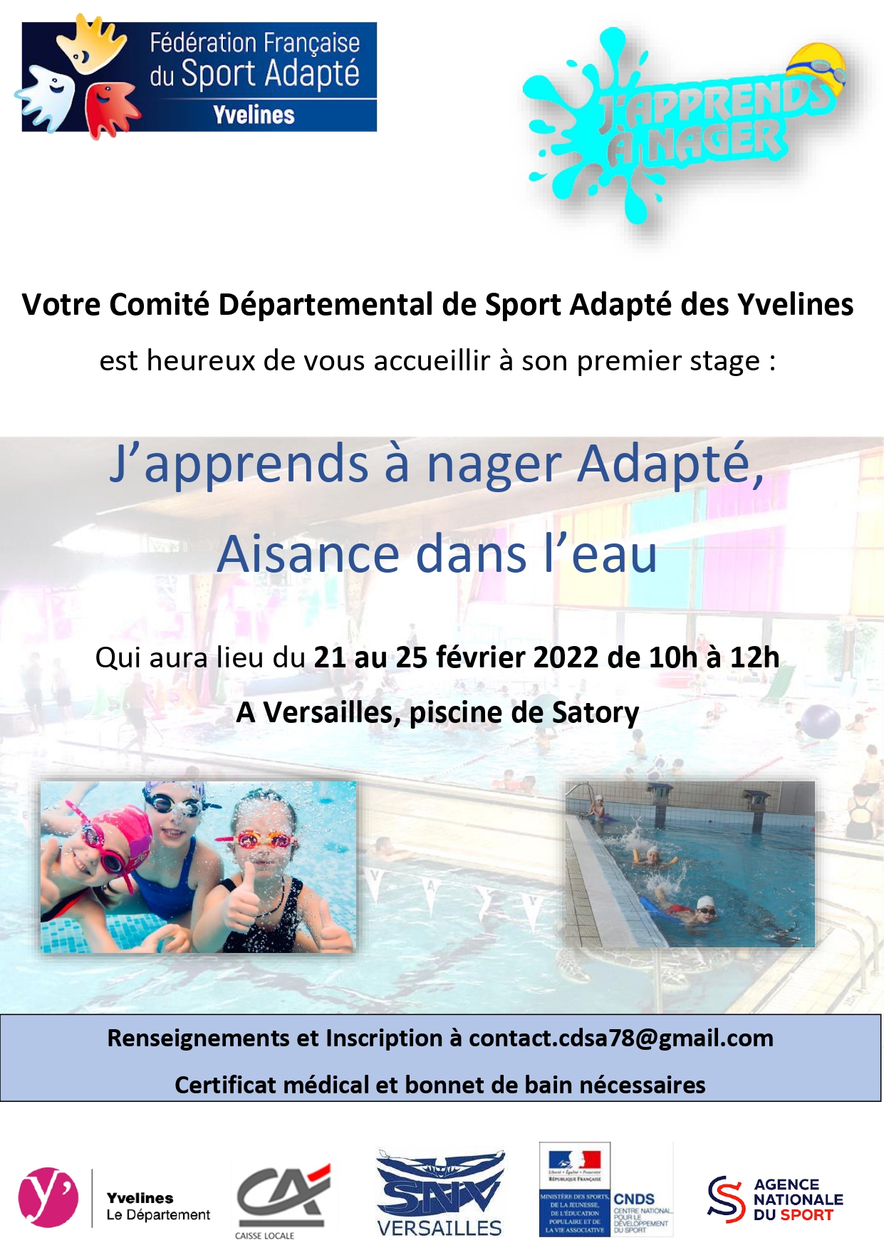 J’apprends à nager Adapté et Aisance dans l’eau