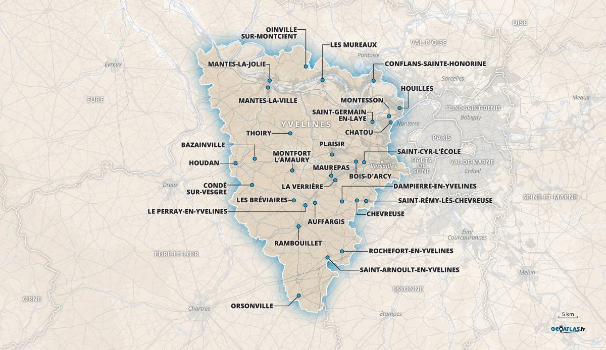 Cette carte recense les 29 premières communes yvelinoises à avoir accueilli le Paris-Nice. Achères, Carrières-sous-Poissy et Épône s’y ajouteront en 2026. ©ASO