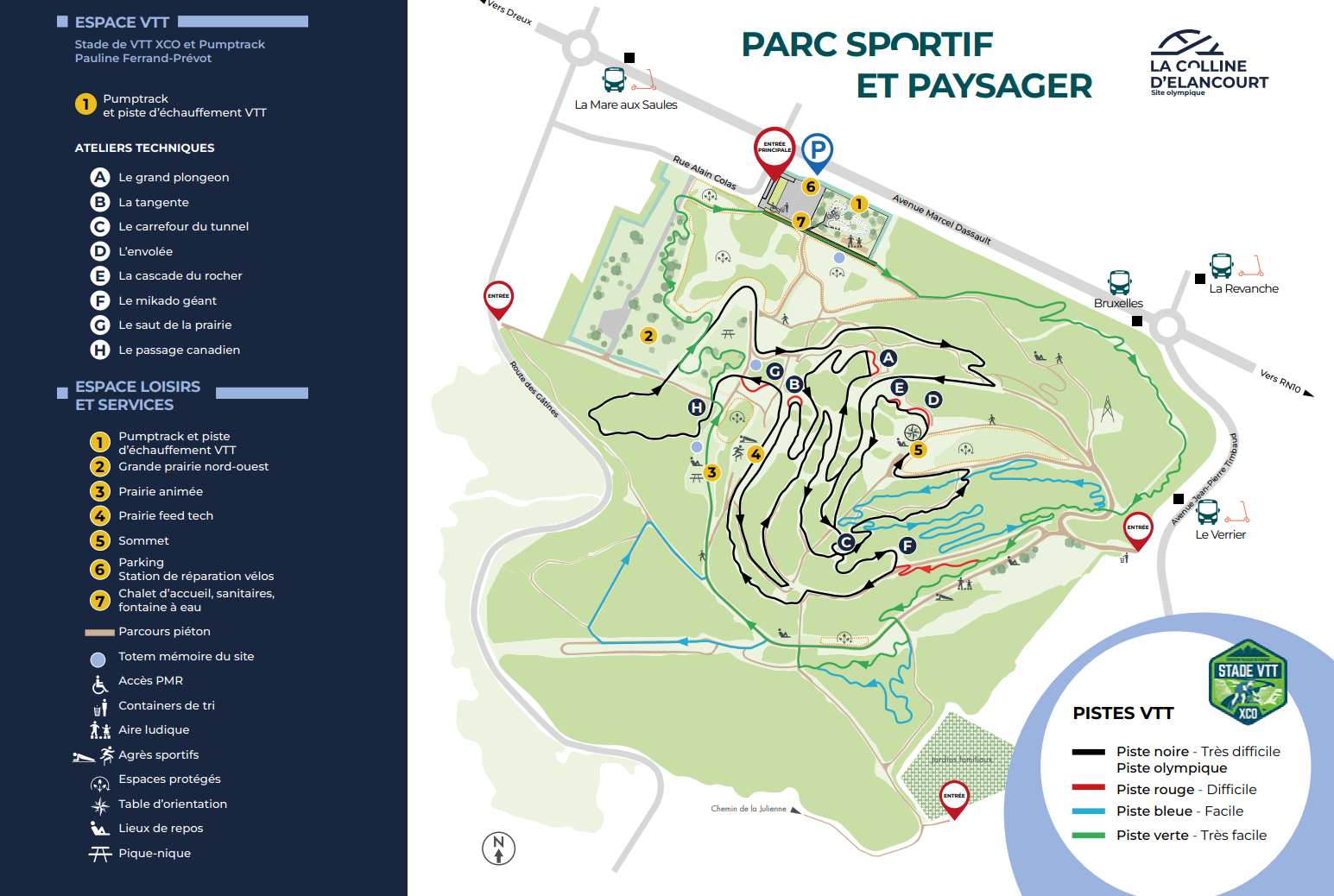 Carte détaillée de la Colline d'Élancourt. ©SQY
